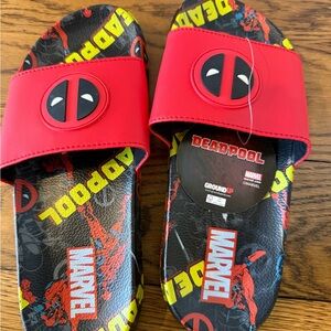 Marvel Deadpool Sandals - Red, Black, and Yellow. NWT